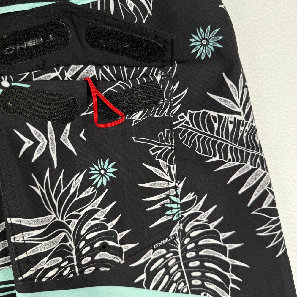 O'Neill Hyperfreak Hawaii Board Shorts Mens 40 Black Tropical Floral Swim Trunks - Picture 6 of 11